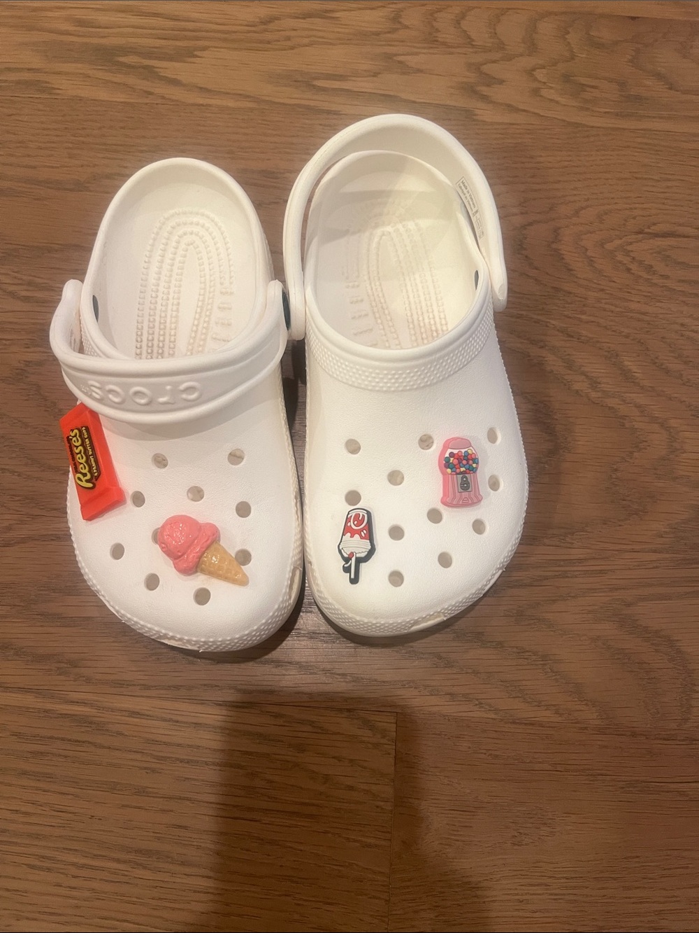 CROCS White Kids Clogs with Colorful Charm Accents